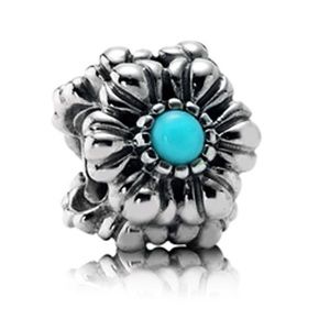 Pandora silver and turquoise floral charm